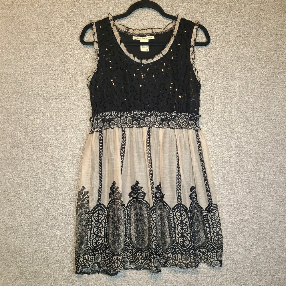 American Rag Boho Ruffles and Sequins Dress Size M
